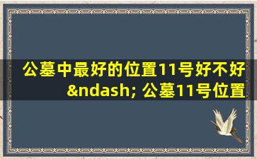 公墓中最好的位置11号好不好 – 公墓11号位置优缺点分析与2025选择建议